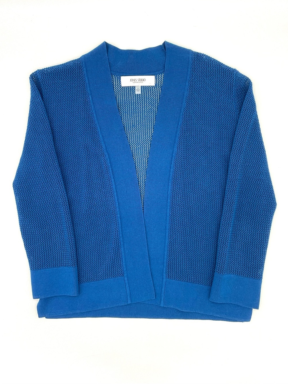 Jones Studio Open-Front Knit Blue Cardigan, Small